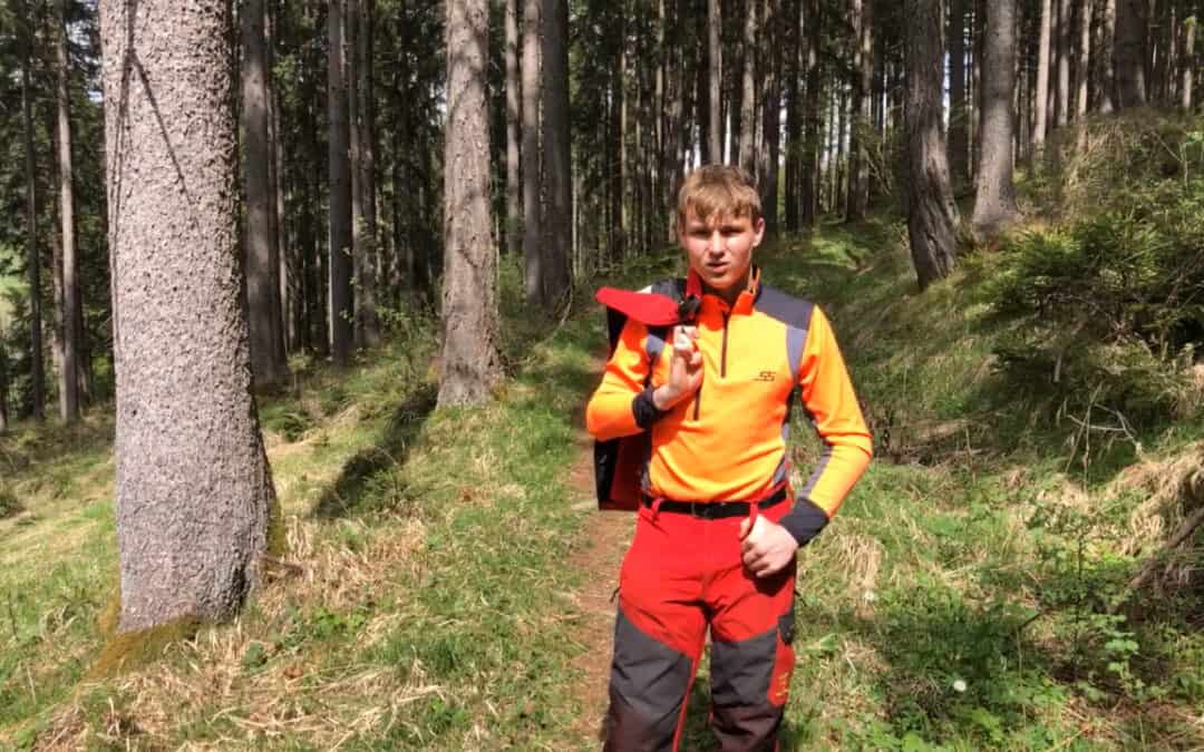 Lukas hält Ausschau nach einem Käferbaum